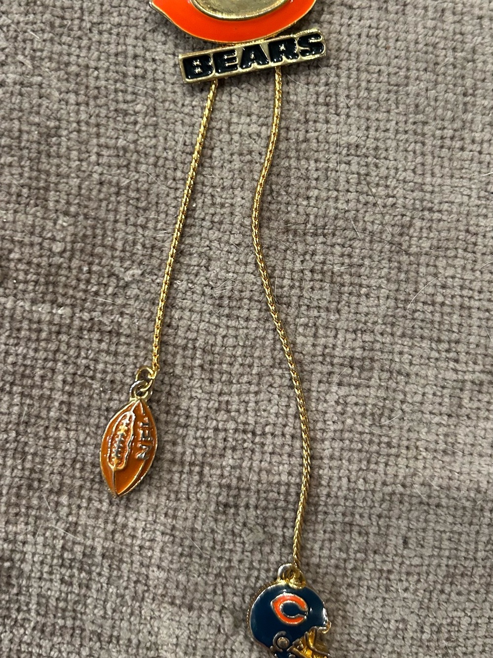 Vintage Chicago Bears Gold Chain Bolo Tie Necklace